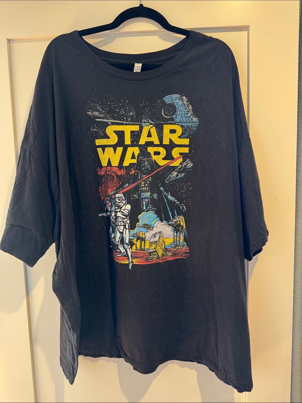 Star Wars Black Short Sleeve Graphic Tee with Yellow Logo